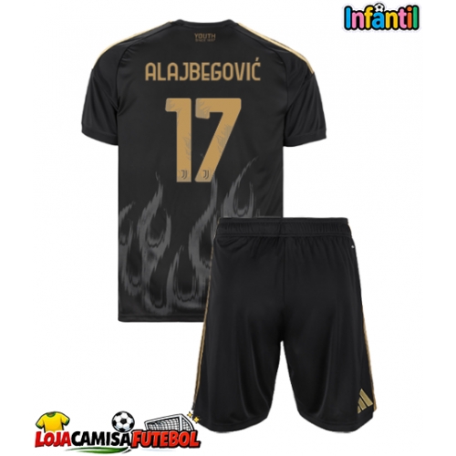 Camisa de Futebol Juventus Kerim Alajbegovic #17 Equipamento Alternativo Infantil 2026-27 Manga Curta (+ Calças curtas)